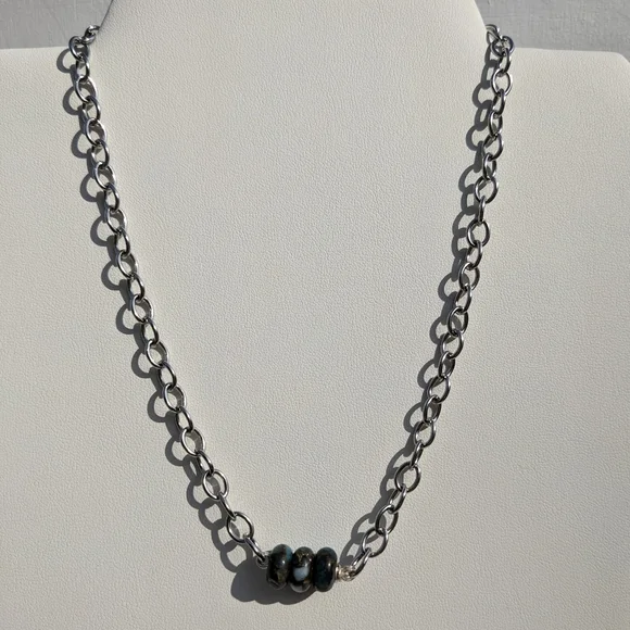 Jasper Stainless Steel Silver Chain Necklace Handmade  Crystals Grounding Unisex - Picture 7 of 13